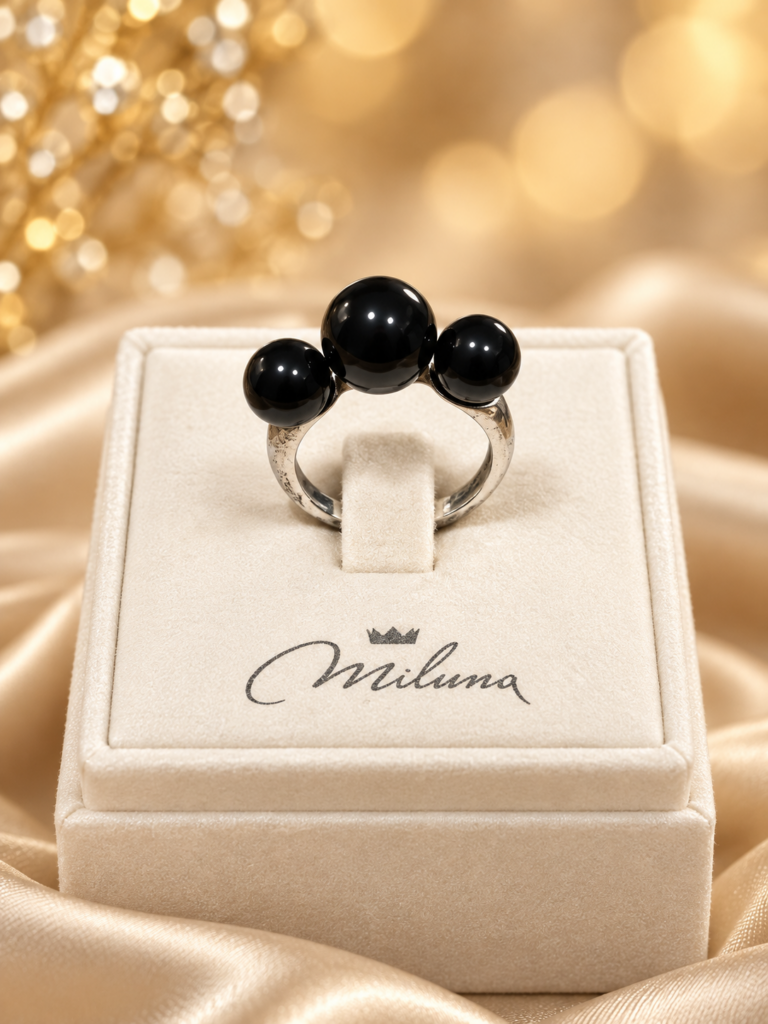 Anello Miluna - Agata nera