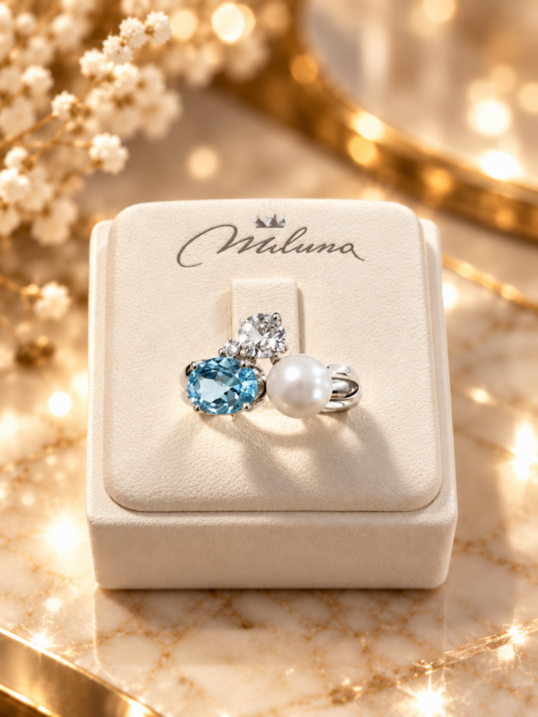 Anello Miluna - Celestia - Perla e Topazi