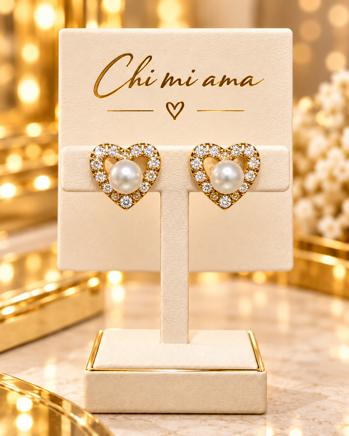 Orecchini Chi Mi Ama – Cuore con Perla e Zirconi