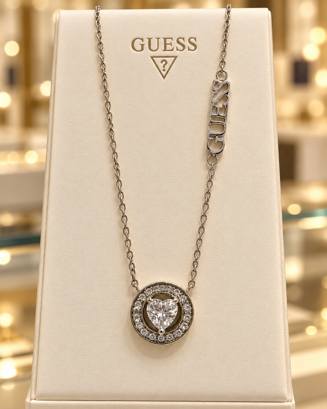 Collana Guess - M’ama non m’ama - Silver con Cuore e Cristalli