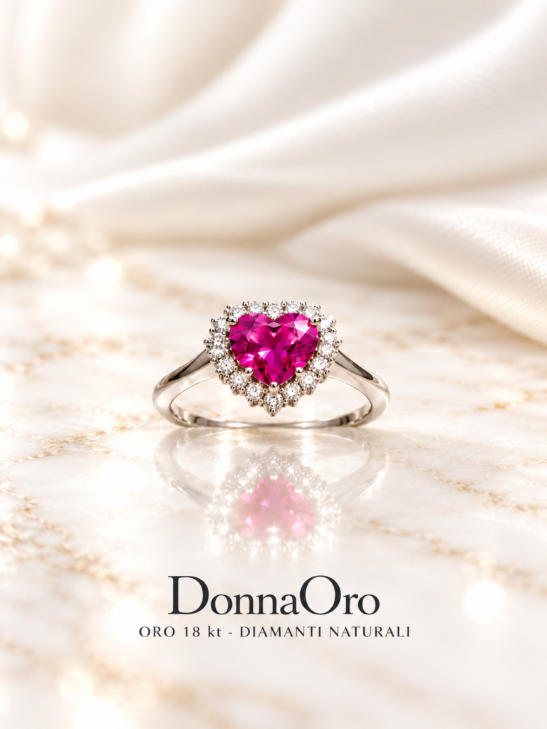 Anello Donnaoro in oro 18 kt con diamanti e rubino