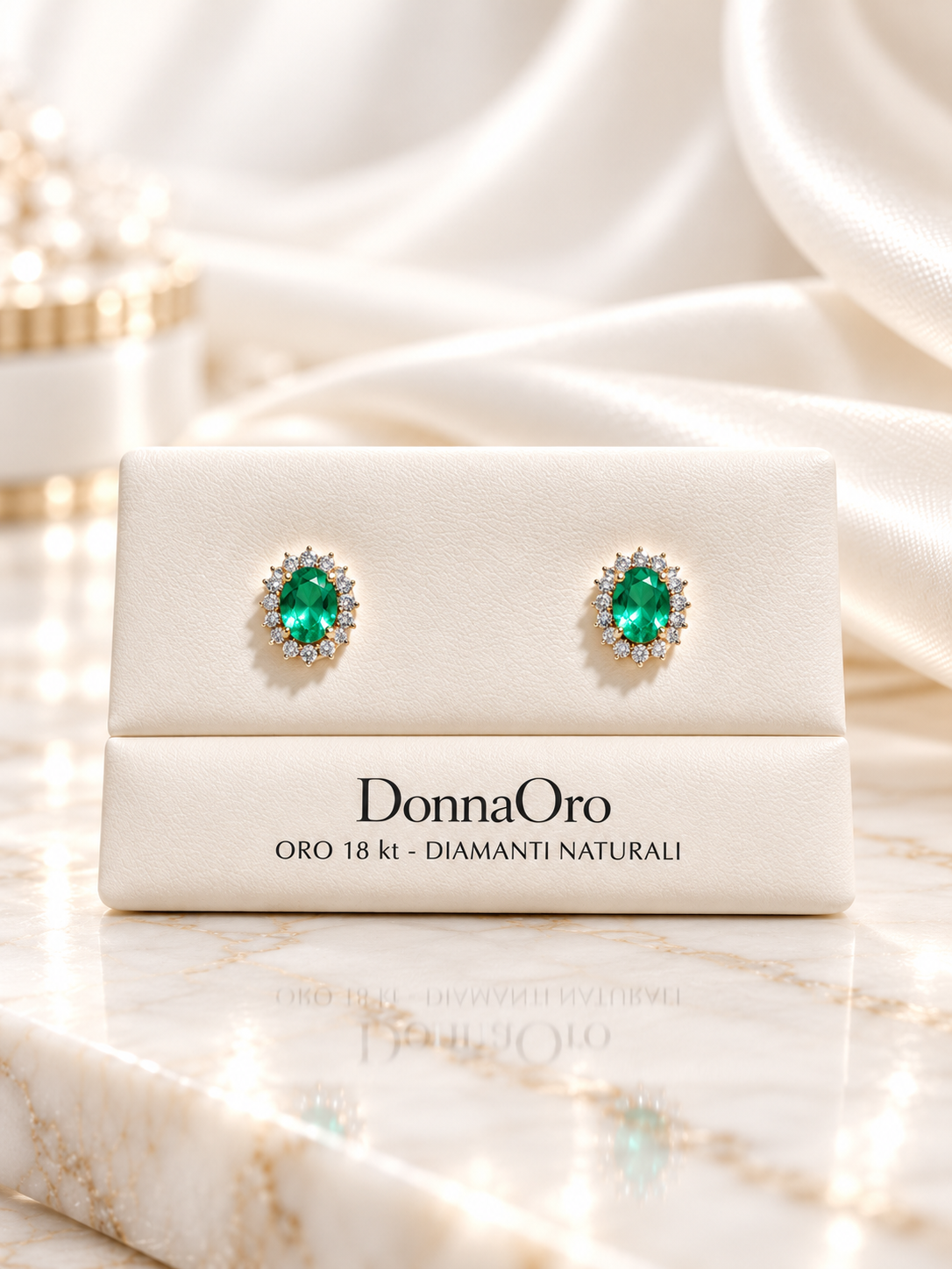 Orecchini DonnaOro in oro 18 kt con diamanti e smeraldi