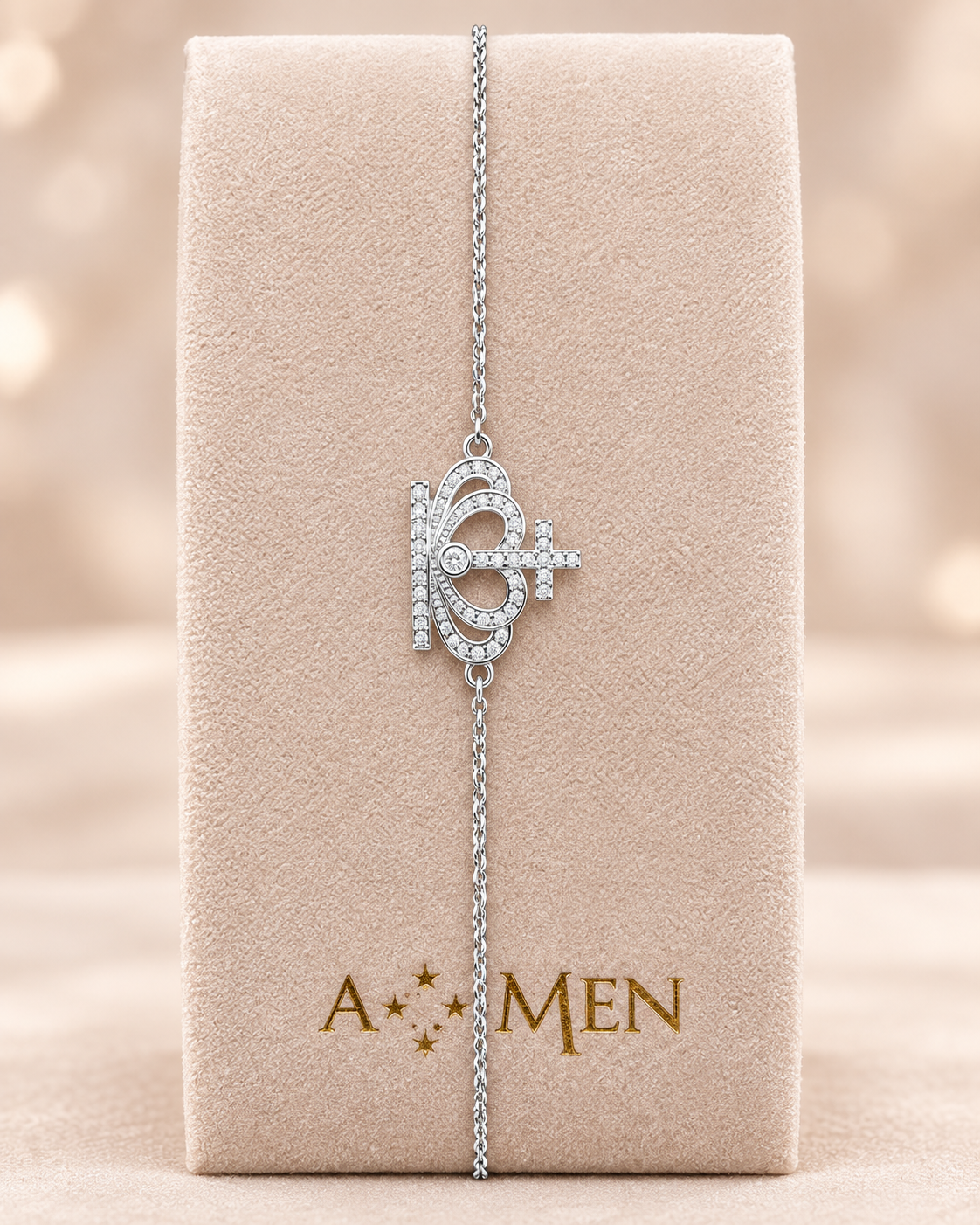 Bracciale A•MEN - Corona con Zirconi Bianchi