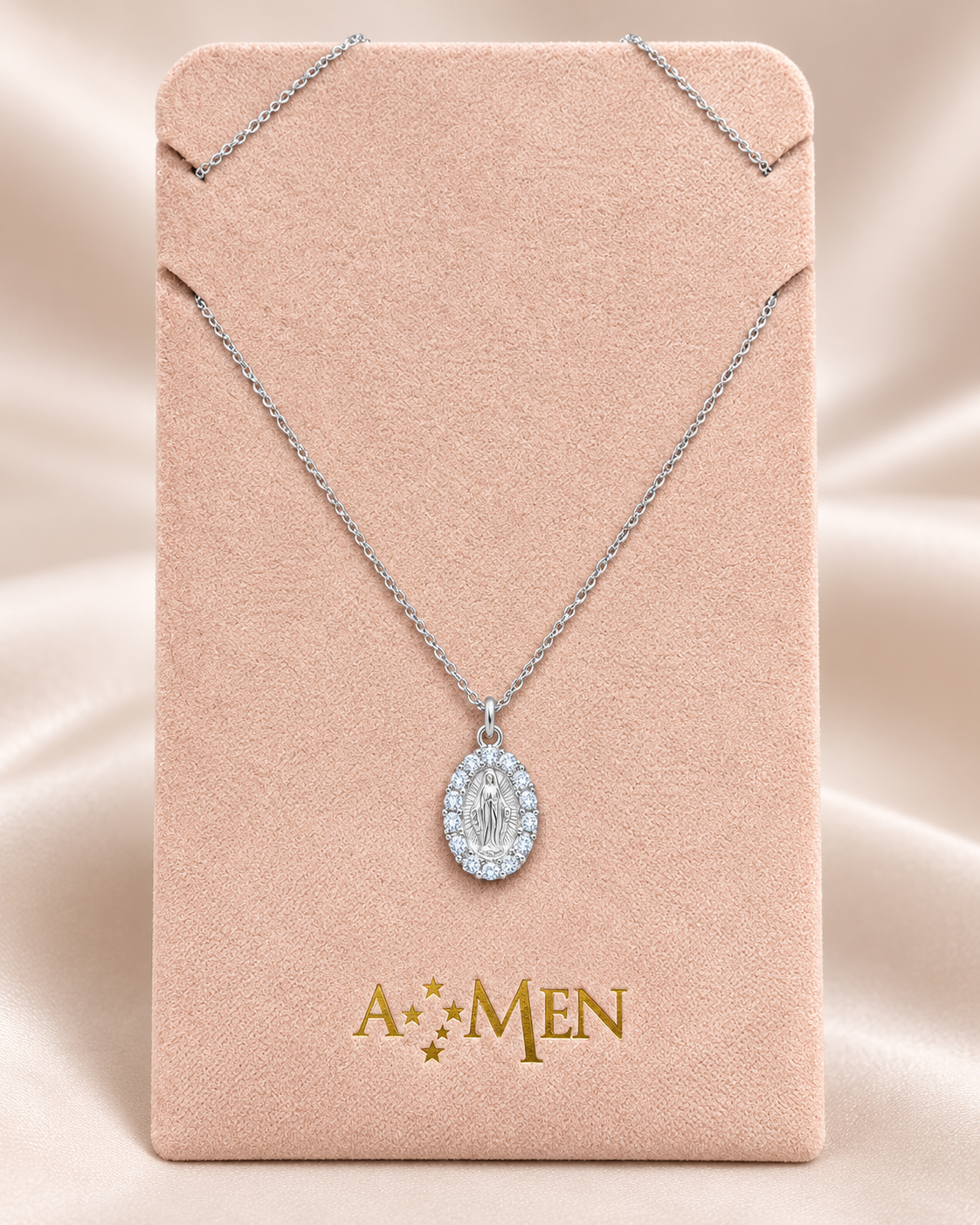 Collana A•MEN - Mini Madonna Miracolosa con Zirconi – Codice prodotto CLMIPBBZ3