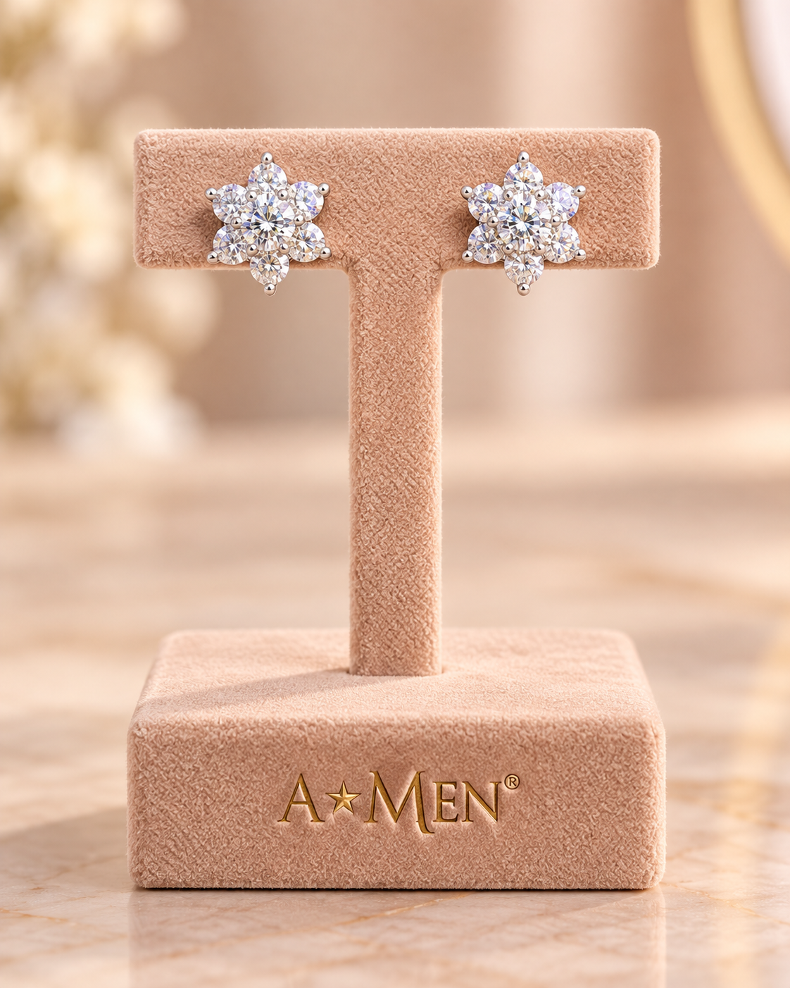 Orecchini A•MEN - Diamonds Margherita con Zirconi Bianchi