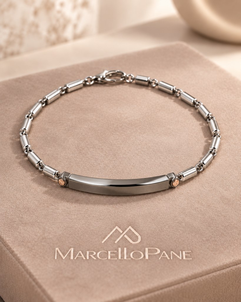 Bracciale uomo Marcello Pane – Argento bianco e brunito