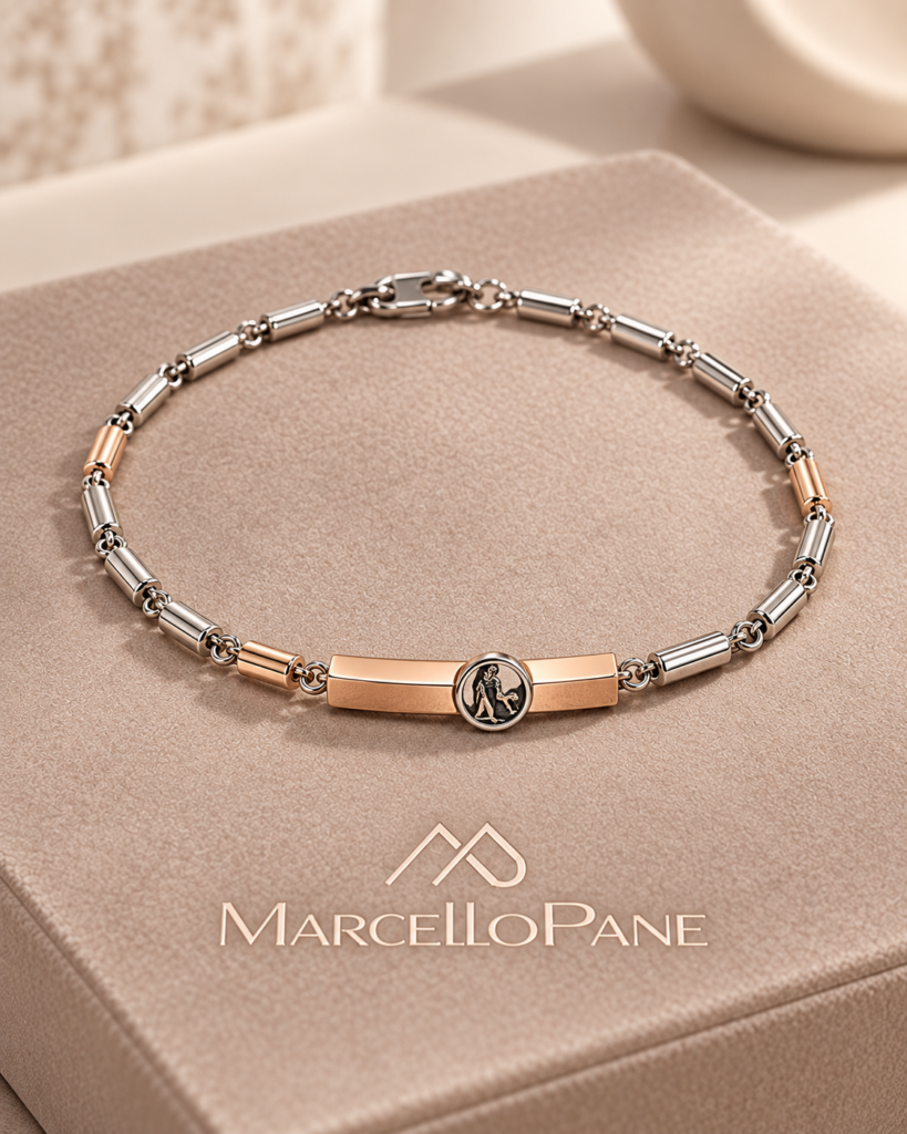 Bracciale uomo Marcello Pane – Argento bianco e ramato