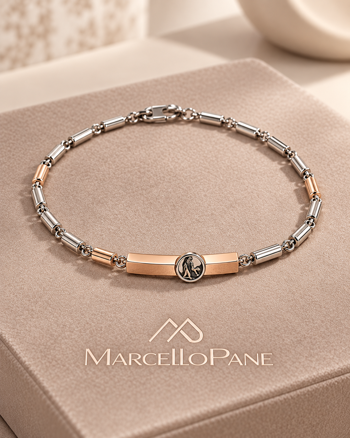 Bracciale uomo Marcello Pane – Argento bianco e ramato