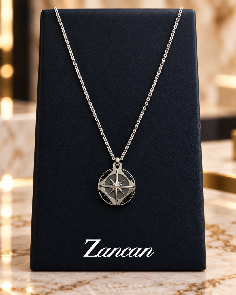 Pendente Rosa dei Venti Zancan in argento con spinelli neri