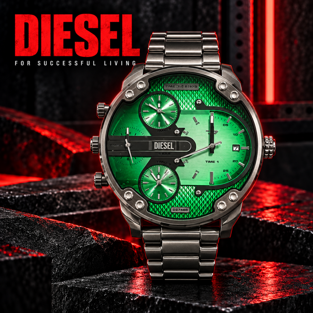 Orologio Diesel Uomo in acciaio brunito con quadrante verde – Cronografo al quarzo