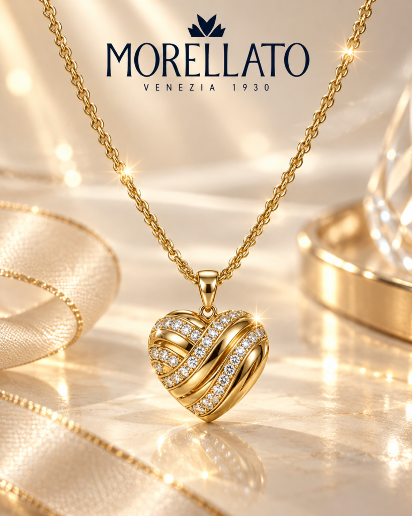 Collana Morellato in acciaio dorato con zirconi