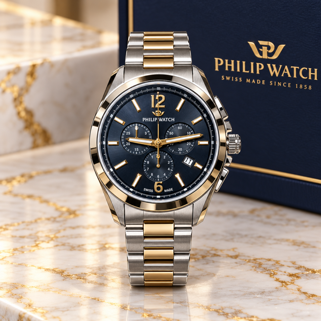 Cronografo Philip Watch uomo acciaio dorato e quadrante nero